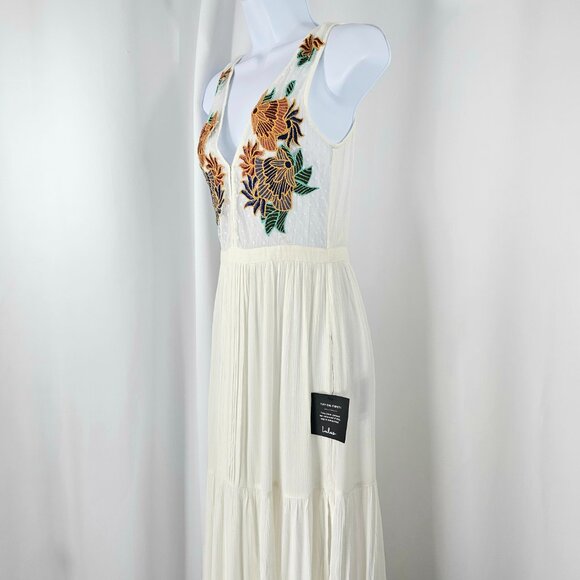 Lulus Women's Ivory Embroidered Flowy Sleeveless Boho Maxi Dress Size XS NWTT - Picture 5 of 14